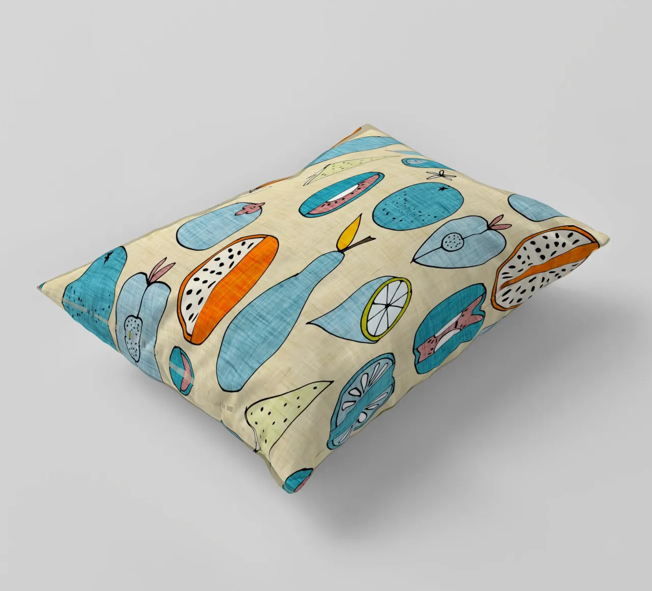 Pop Fruit Mod Blue Orange cuscino da susanacosta