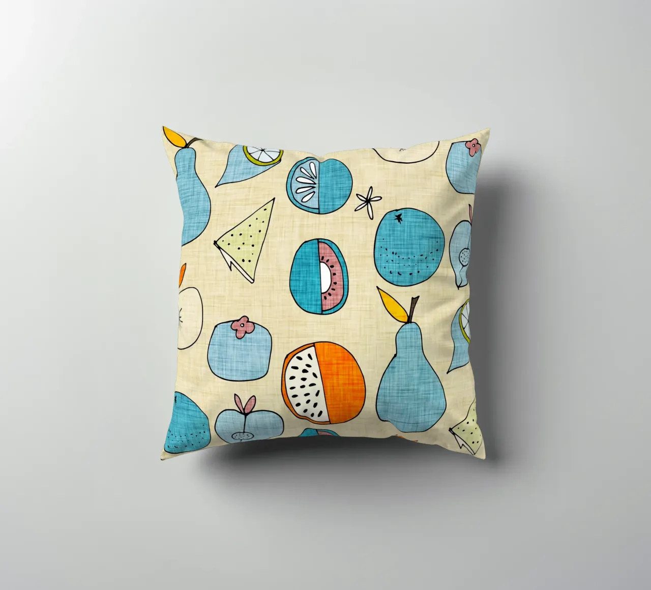Pop Fruit Mod Blue Orange cuscino da susanacosta