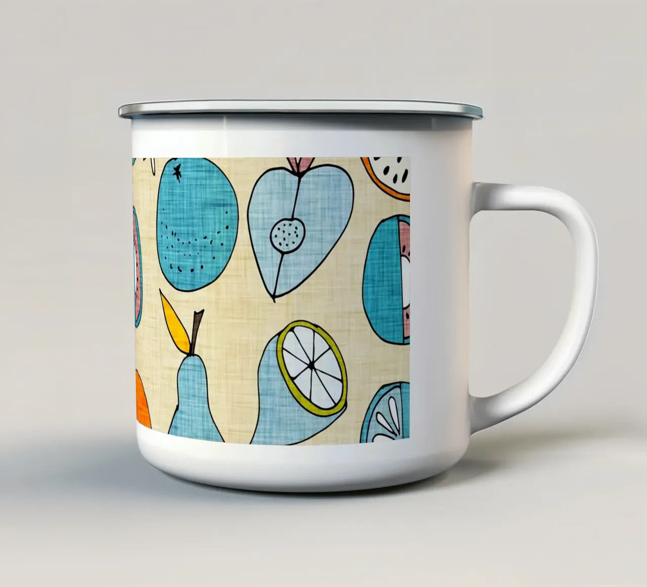 Pop Fruit Mod Blue Orange tazza in smalto da susanacosta