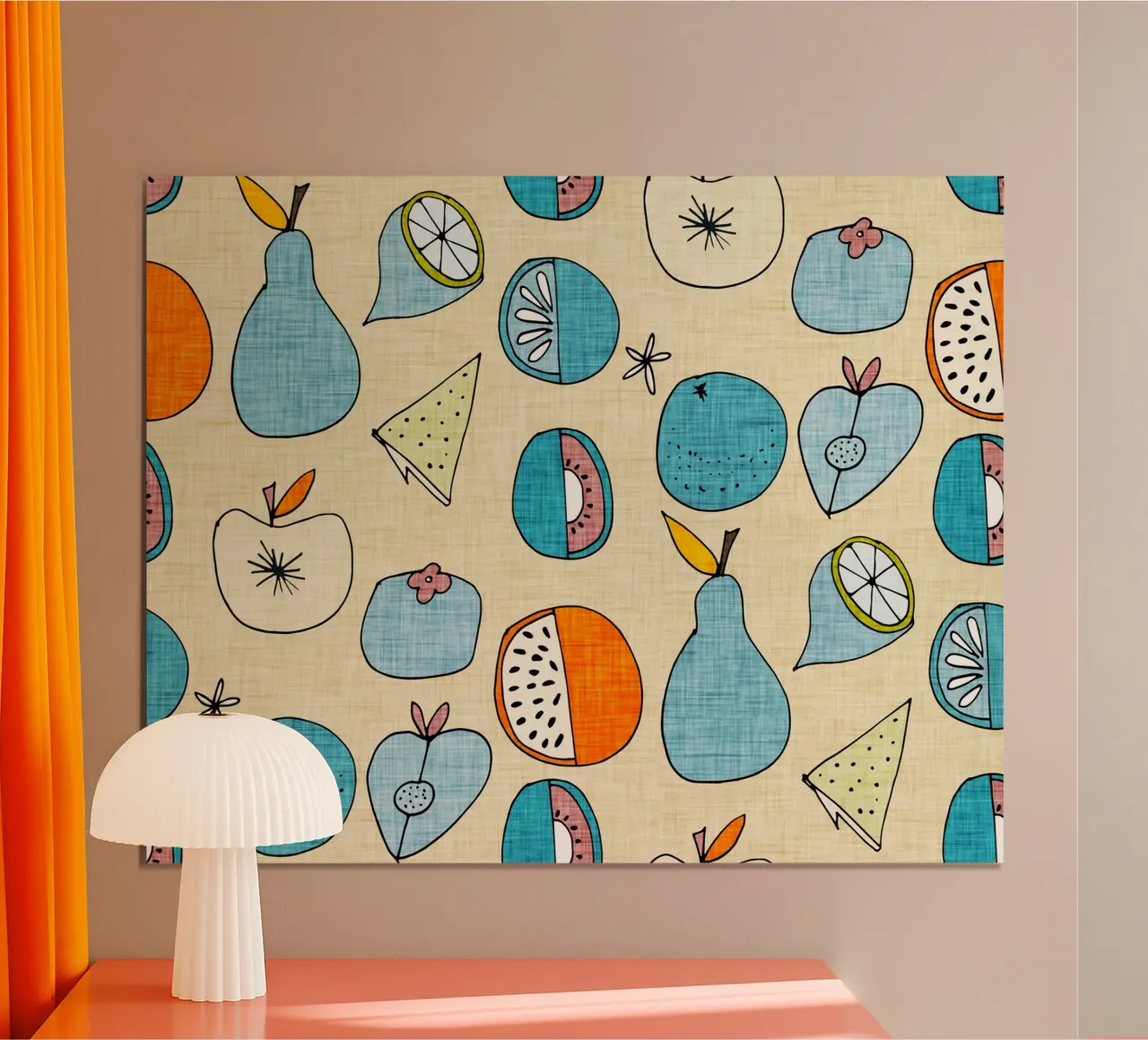 Pop Fruit Mod Blue Orange poster da susanacosta