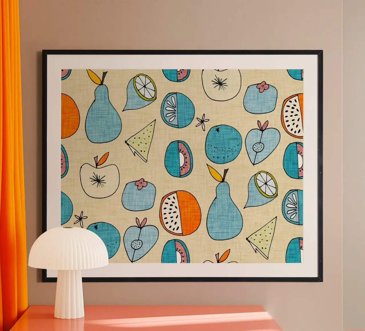 Pop Fruit Mod Blue Orange poster da susanacosta
