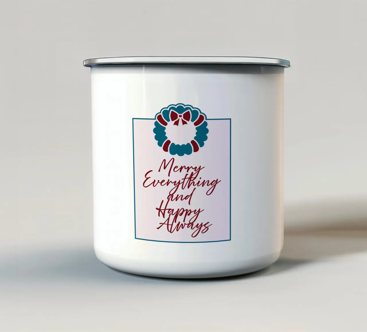 Merry Everything and Happy Always tazza in smalto da DesigndN Christmassy