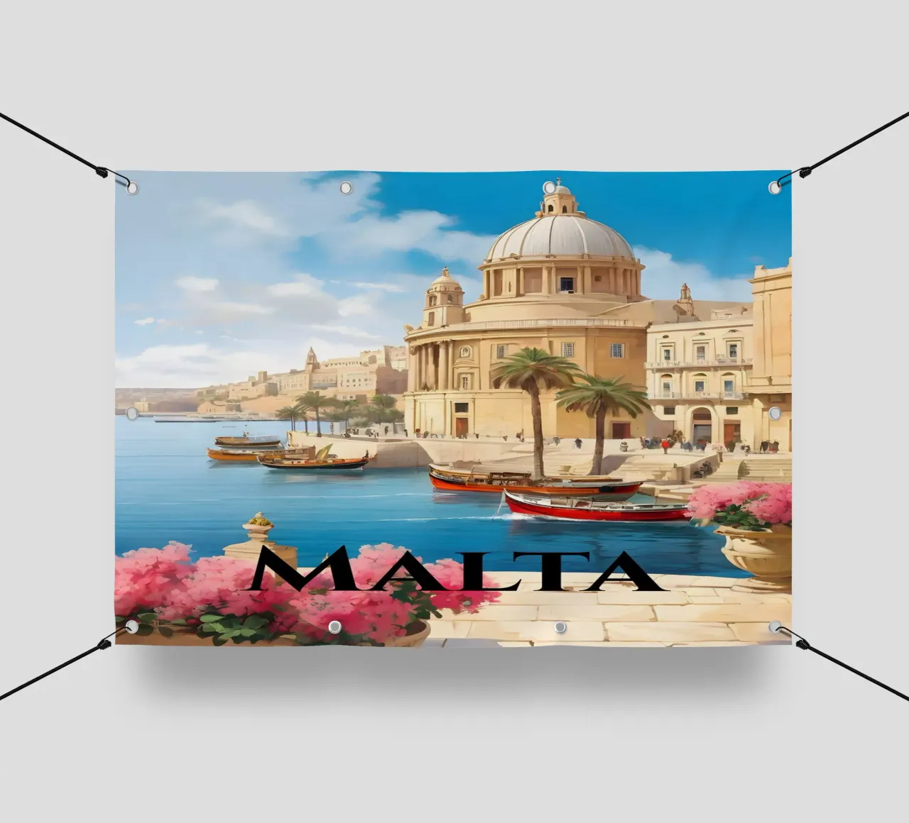 Valetta Malta Scene telo in pvc da Charnwood Prints