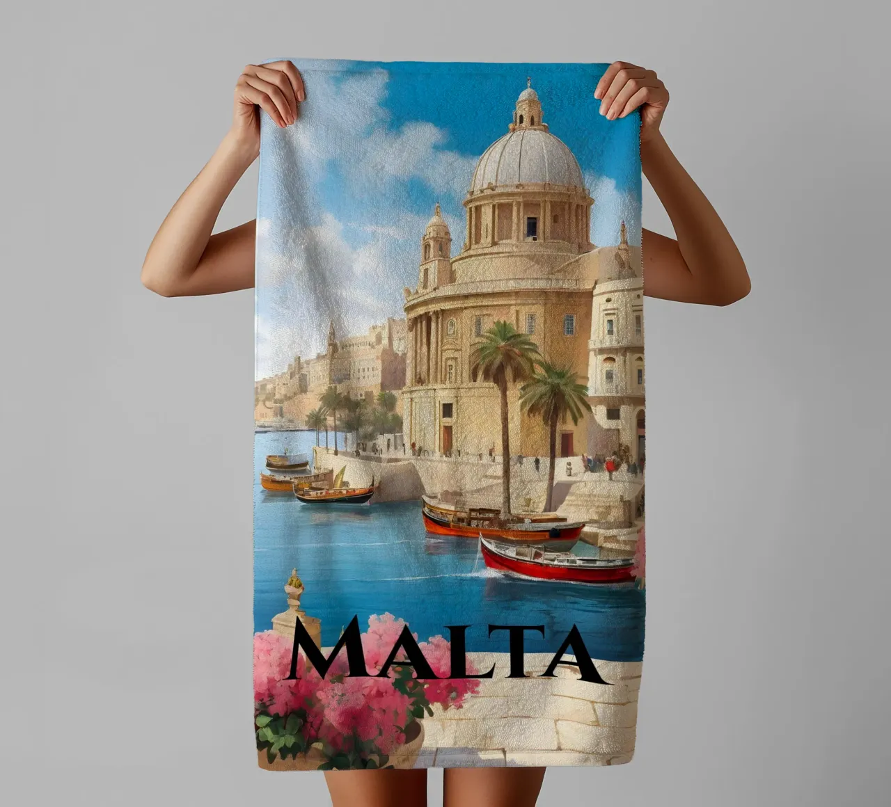 Valetta Malta Schauplatz Handtuch von Charnwood Prints