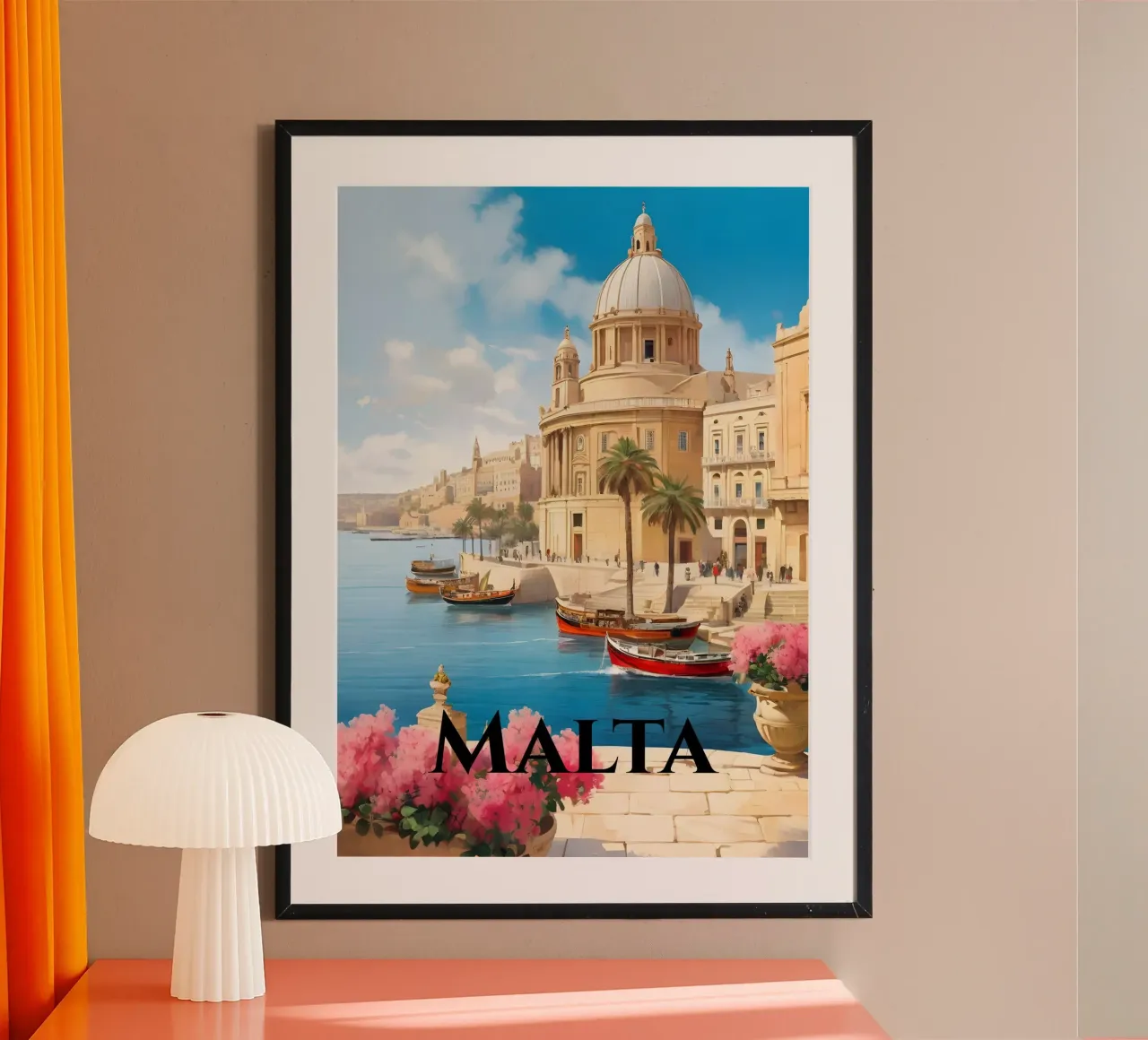 Valetta Malta Scene poster con telaio in plastica da Charnwood Prints