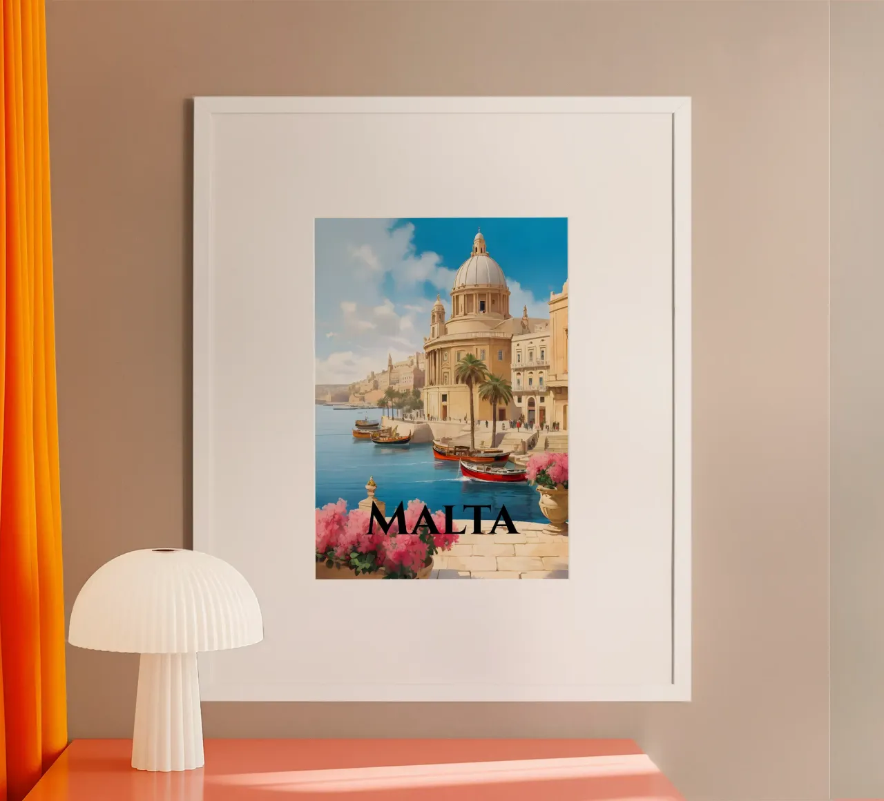 Valetta Malta Scene poster con telaio in plastica da Charnwood Prints