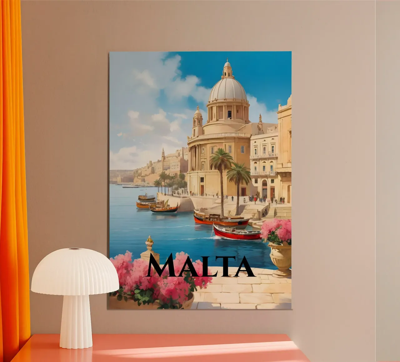 Valetta Malta Scene poster con telaio in plastica da Charnwood Prints