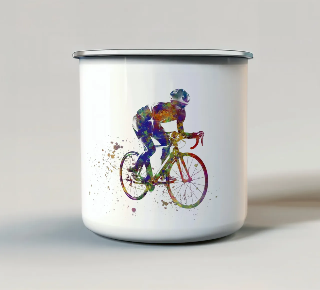 Ciclista in acquerello tazza in smalto da ⚽ Sports Pulse