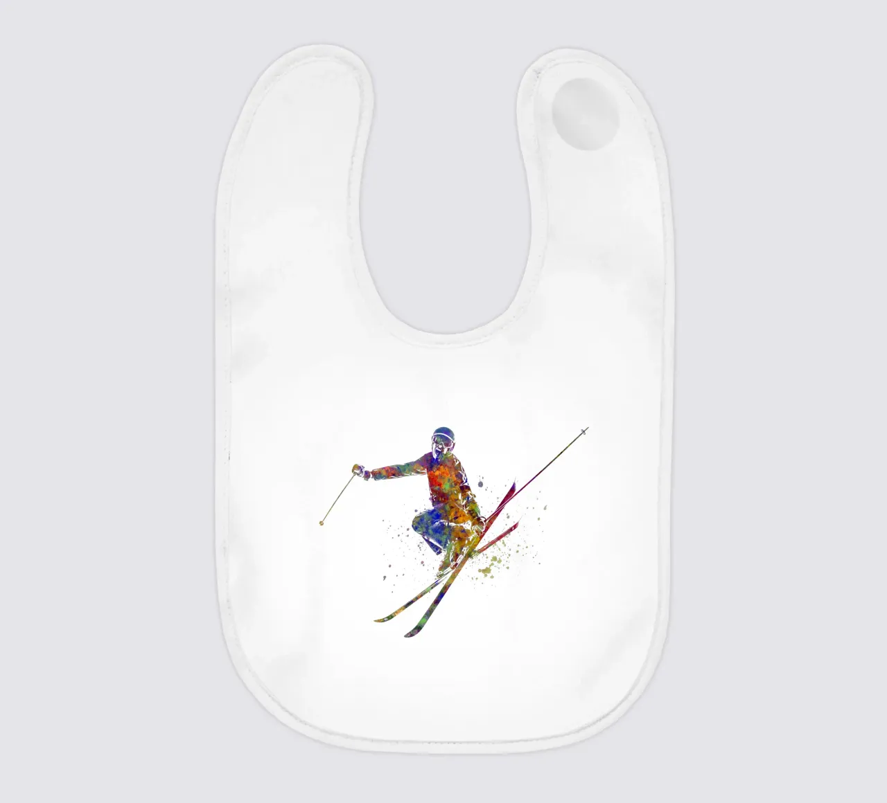 Sciatore in acquerello bavaglino da ⚽ Sports Pulse