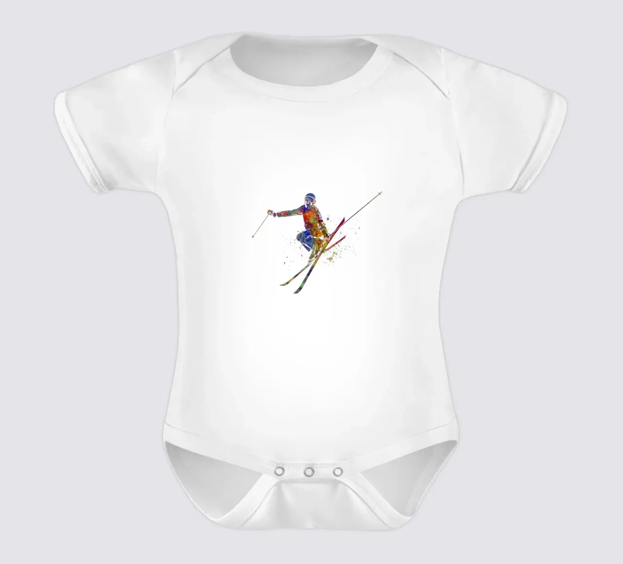 Sciatore in acquerello body neonato maniche corte da ⚽ Sports Pulse