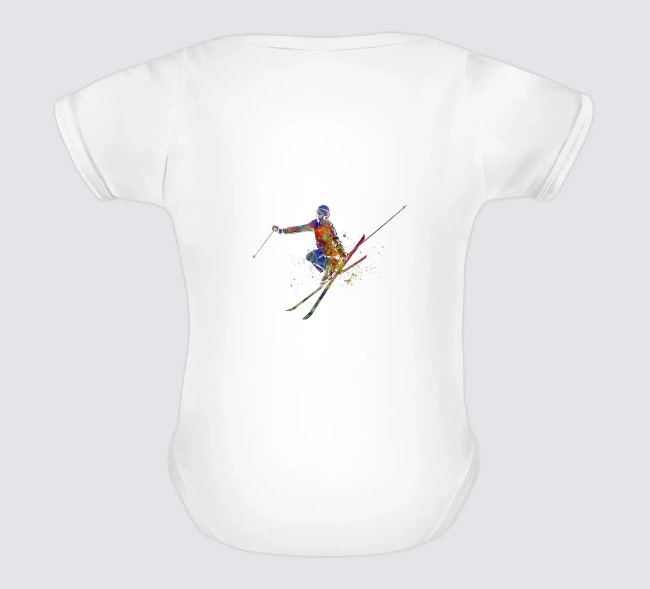 Sciatore in acquerello body neonato maniche corte da ⚽ Sports Pulse