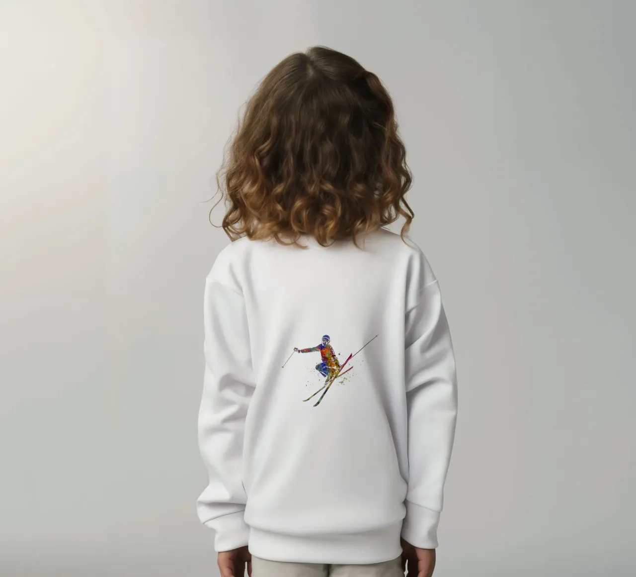 Sciatore in acquerello felpa bambino da ⚽ Sports Pulse
