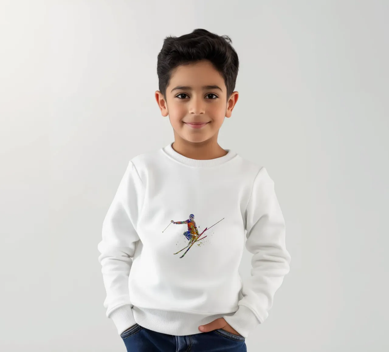 Sciatore in acquerello felpa bambino da ⚽ Sports Pulse