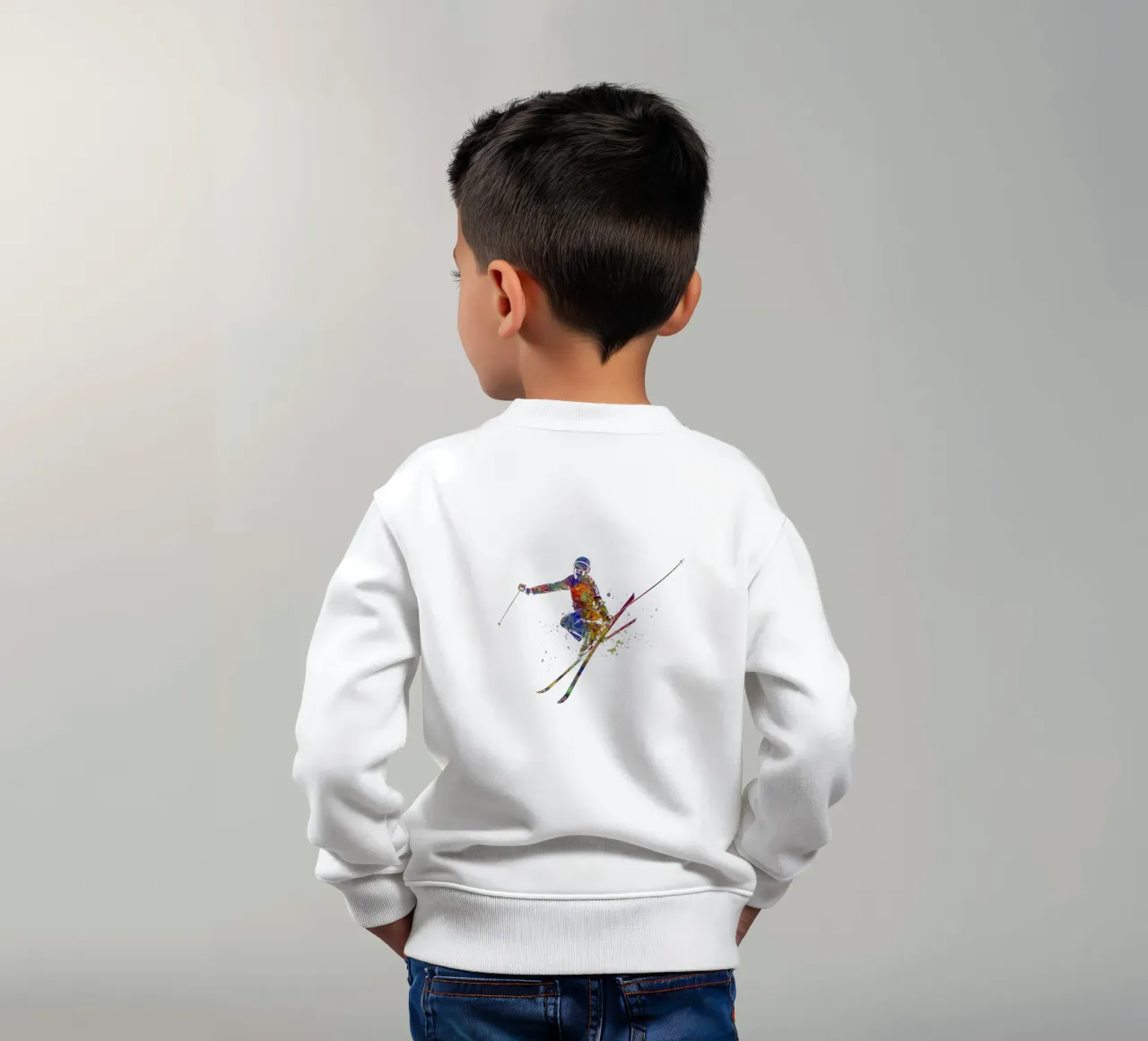 Sciatore in acquerello felpa bambino da ⚽ Sports Pulse