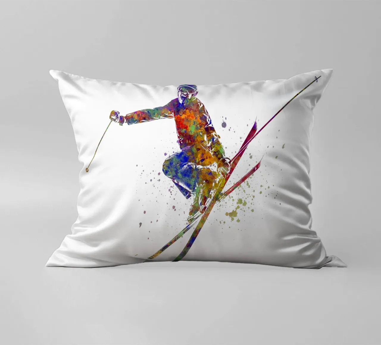 Sciatore in acquerello cuscino da ⚽ Sports Pulse