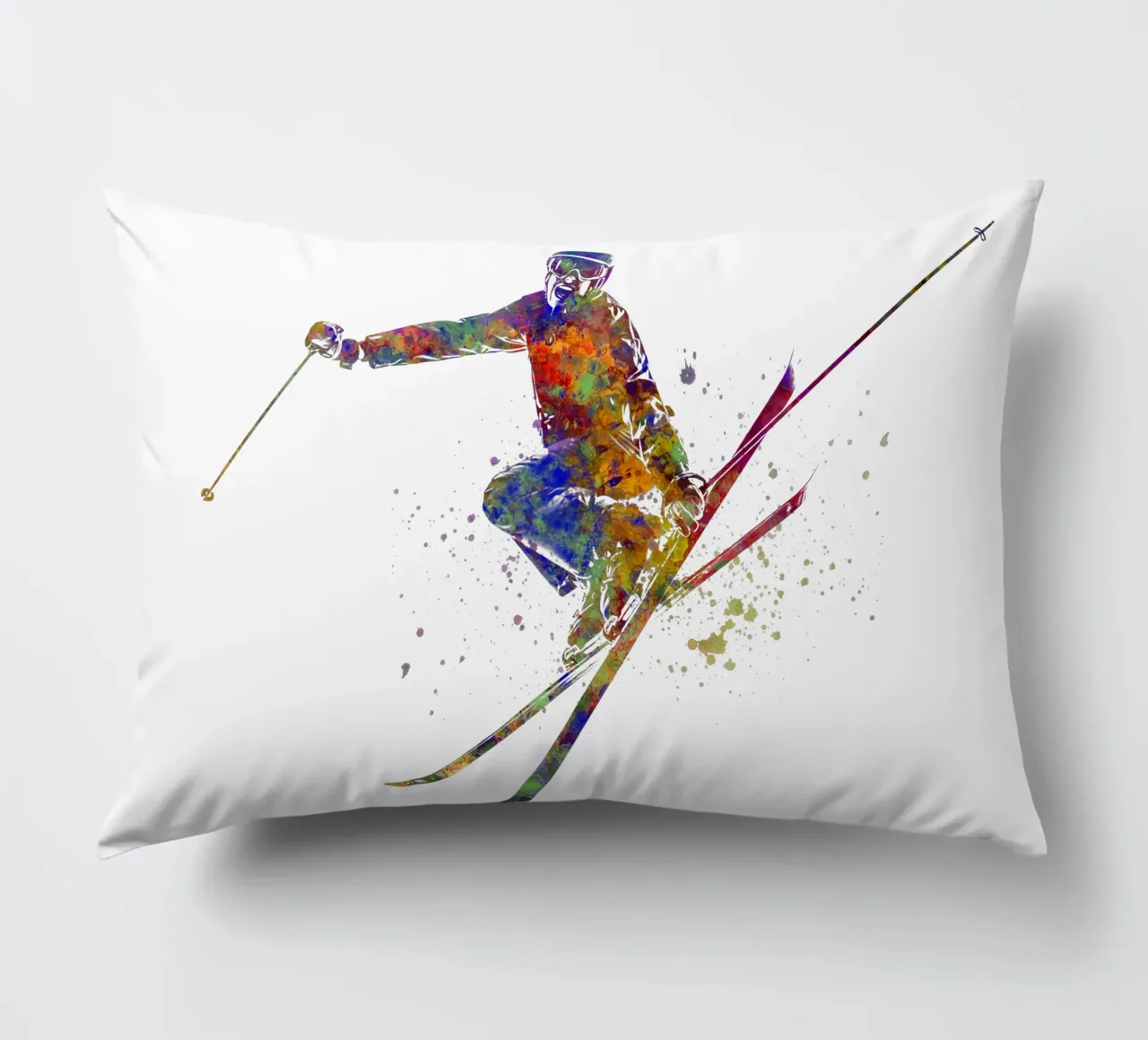 Sciatore in acquerello cuscino da ⚽ Sports Pulse