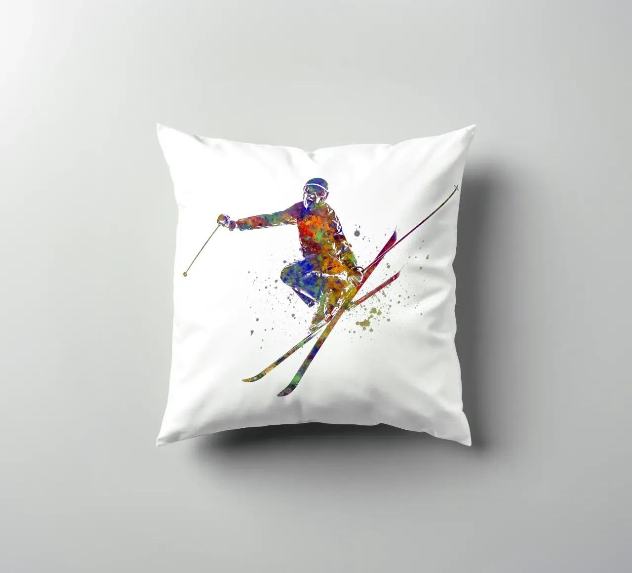 Sciatore in acquerello cuscino da ⚽ Sports Pulse