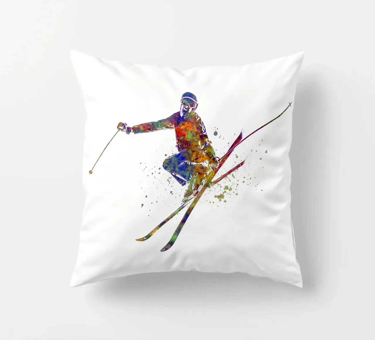 Sciatore in acquerello cuscino da ⚽ Sports Pulse