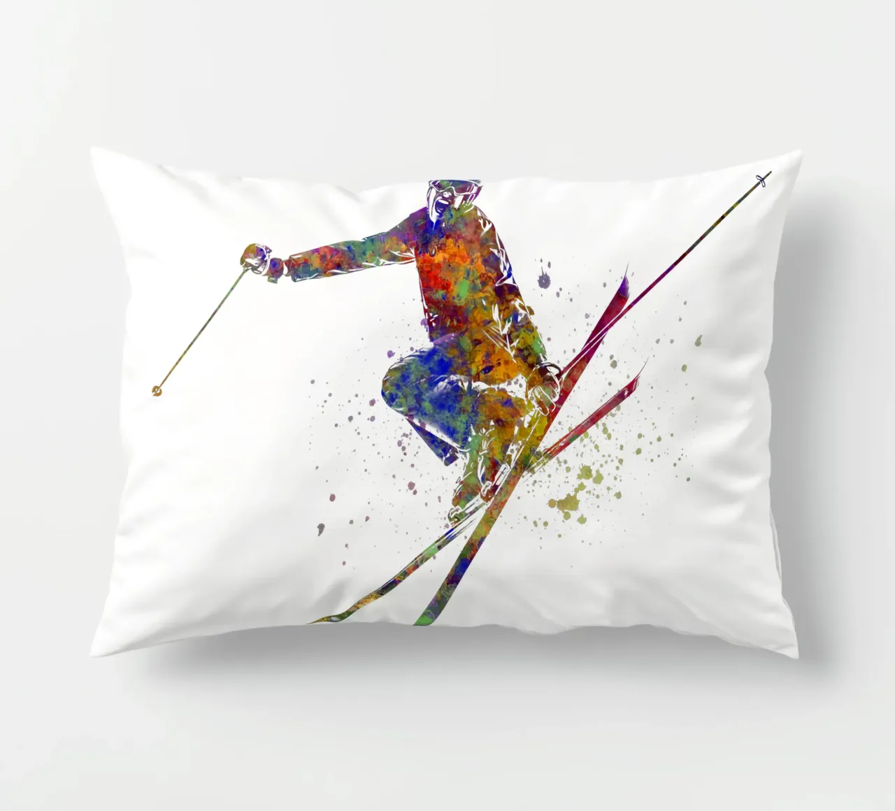 Sciatore in acquerello cuscino da ⚽ Sports Pulse
