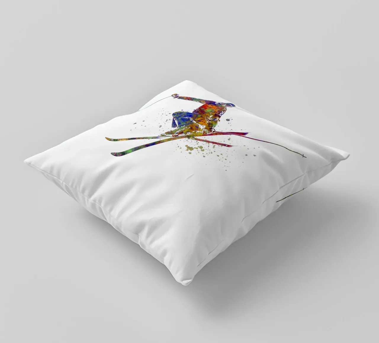 Sciatore in acquerello cuscino da ⚽ Sports Pulse