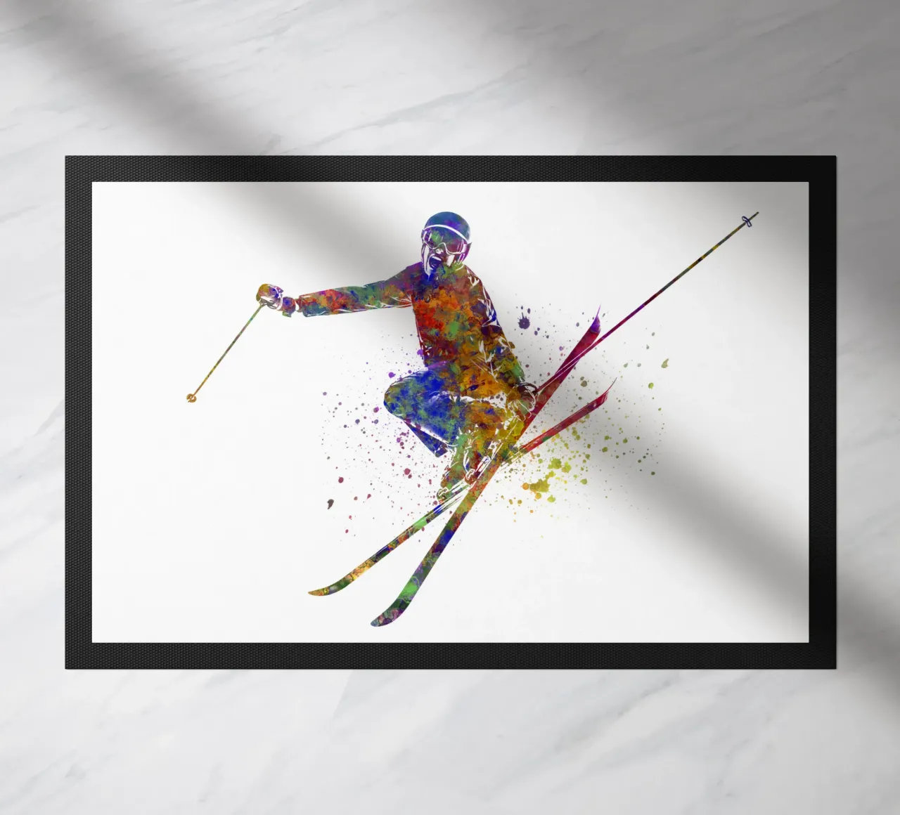 Sciatore in acquerello zerbino da ⚽ Sports Pulse