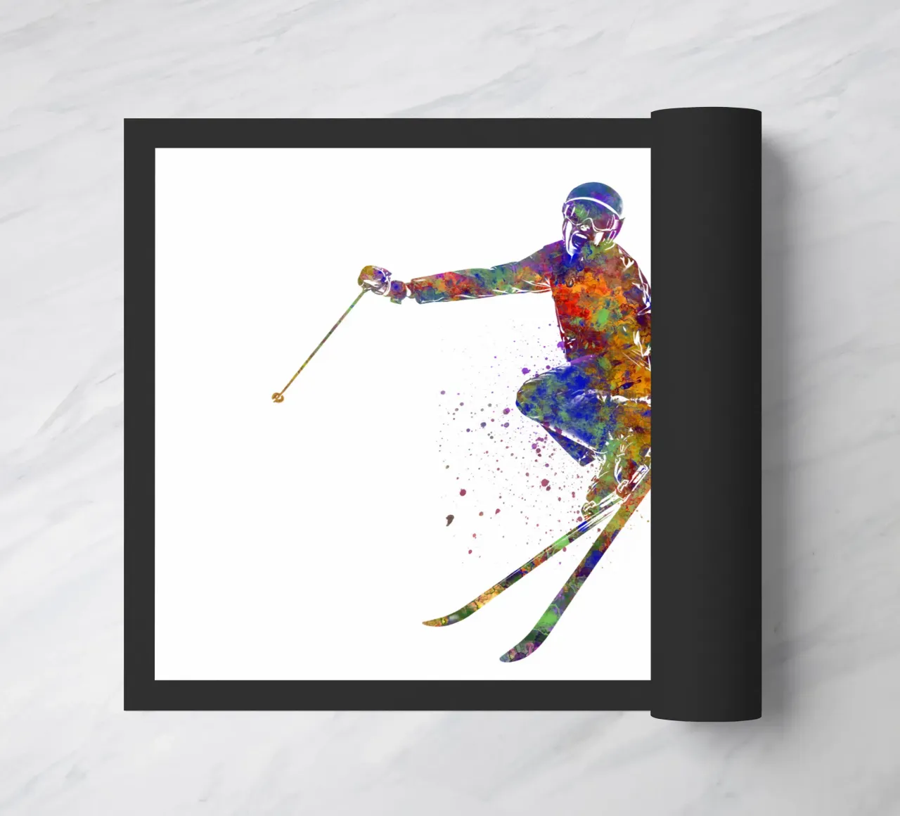 Sciatore in acquerello zerbino da ⚽ Sports Pulse