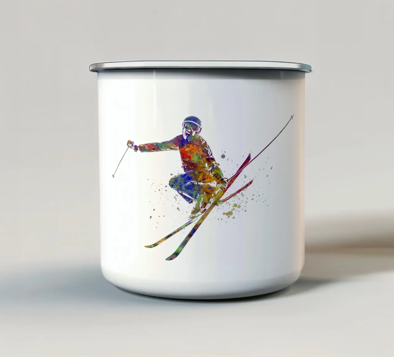 Sciatore in acquerello tazza in smalto da ⚽ Sports Pulse