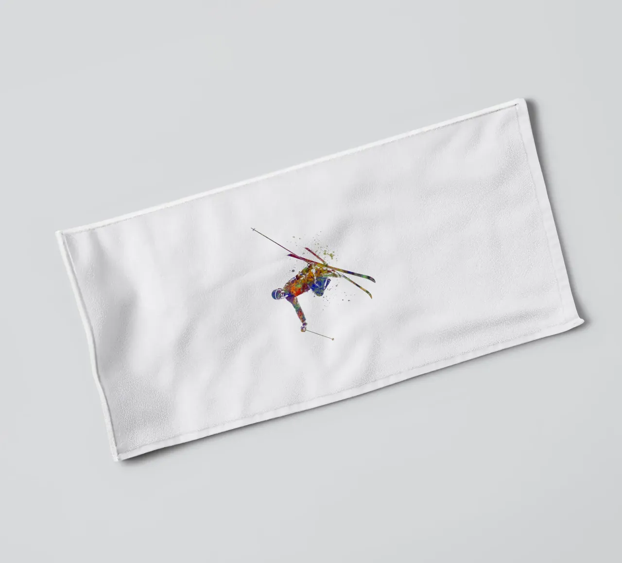 Sciatore in acquerello asciugamano da bagno da ⚽ Sports Pulse