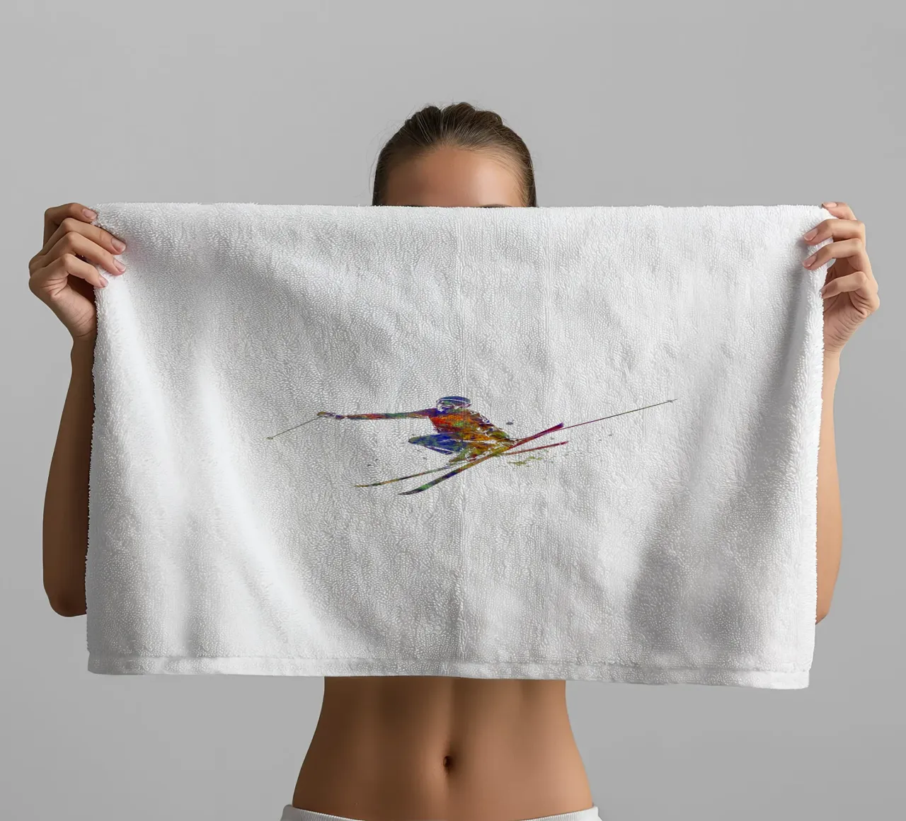 Sciatore in acquerello asciugamano da bagno da ⚽ Sports Pulse