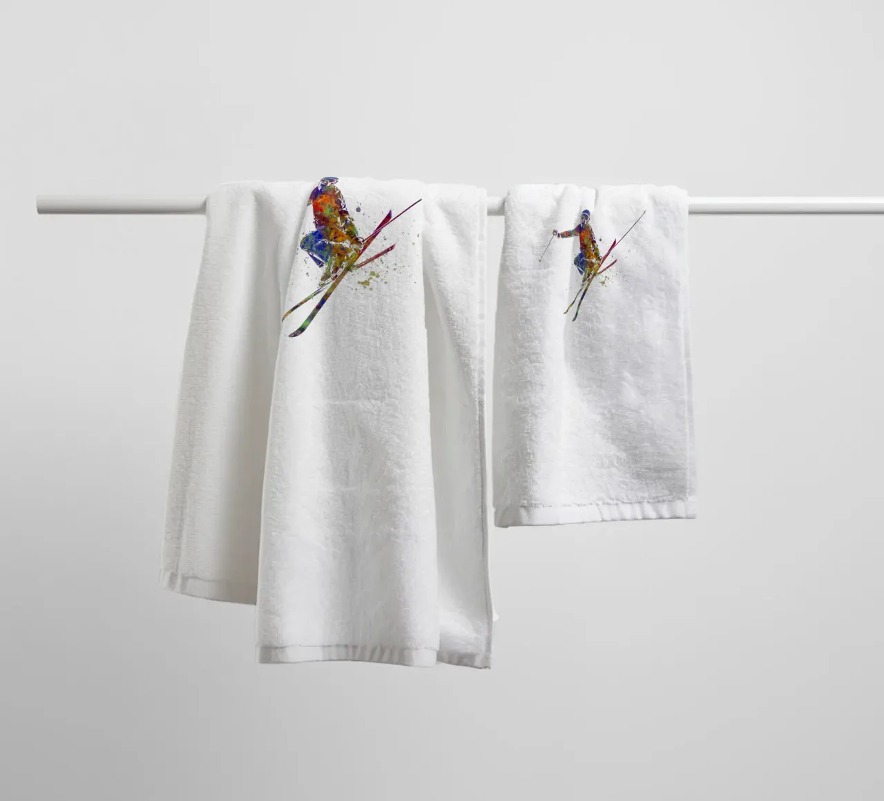 Sciatore in acquerello asciugamano da bagno da ⚽ Sports Pulse