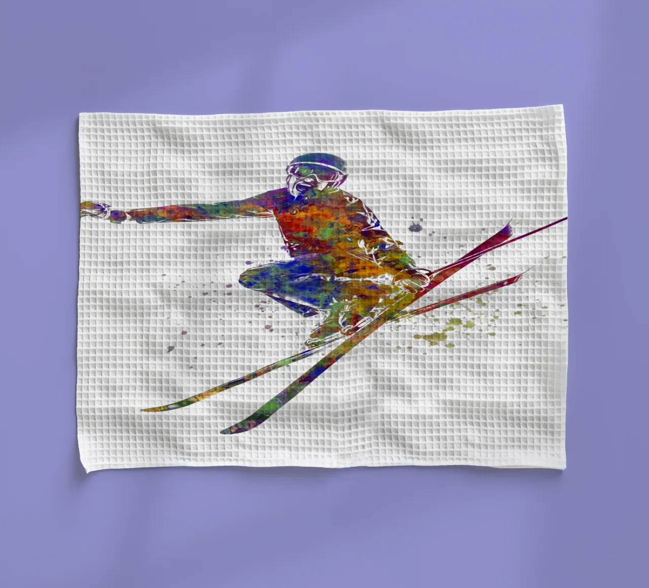 Sciatore in acquerello canovaccio da cucina da ⚽ Sports Pulse