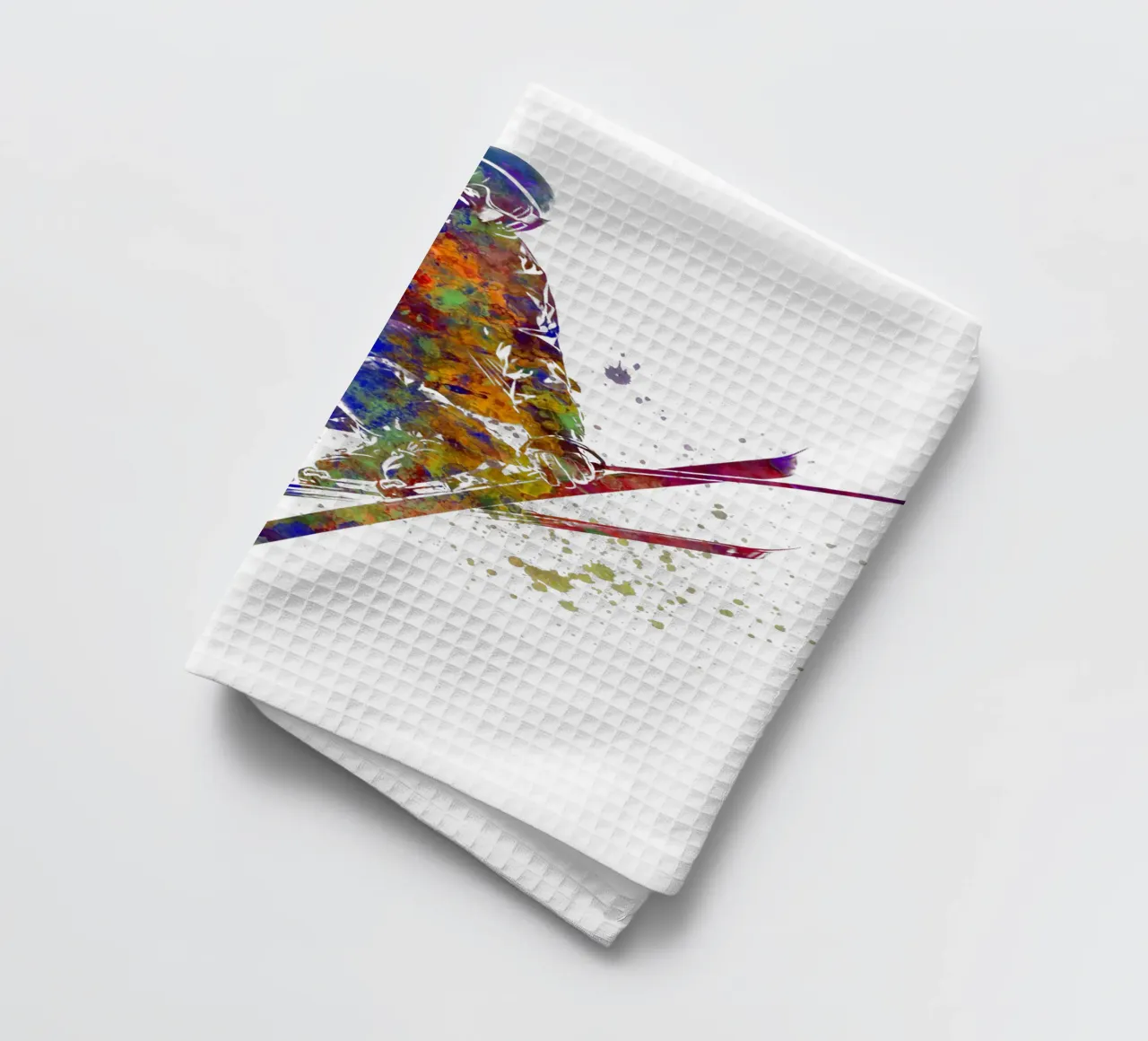 Sciatore in acquerello canovaccio da cucina da ⚽ Sports Pulse