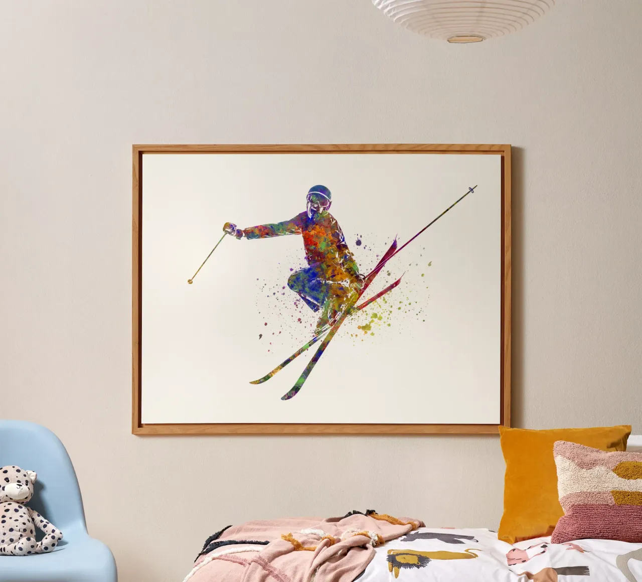 Sciatore in acquerello alluminio dibond da ⚽ Sports Pulse