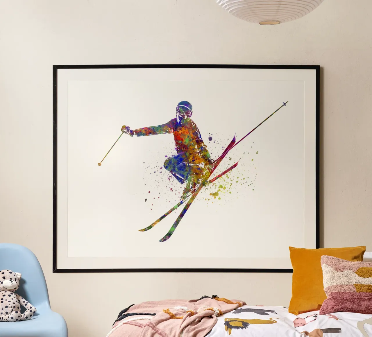 Sciatore in acquerello carta hahnemühle da ⚽ Sports Pulse