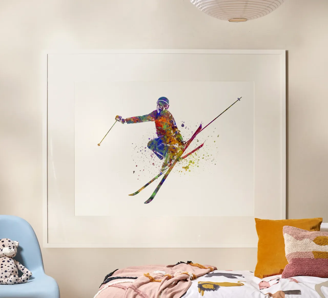 Sciatore in acquerello carta hahnemühle da ⚽ Sports Pulse