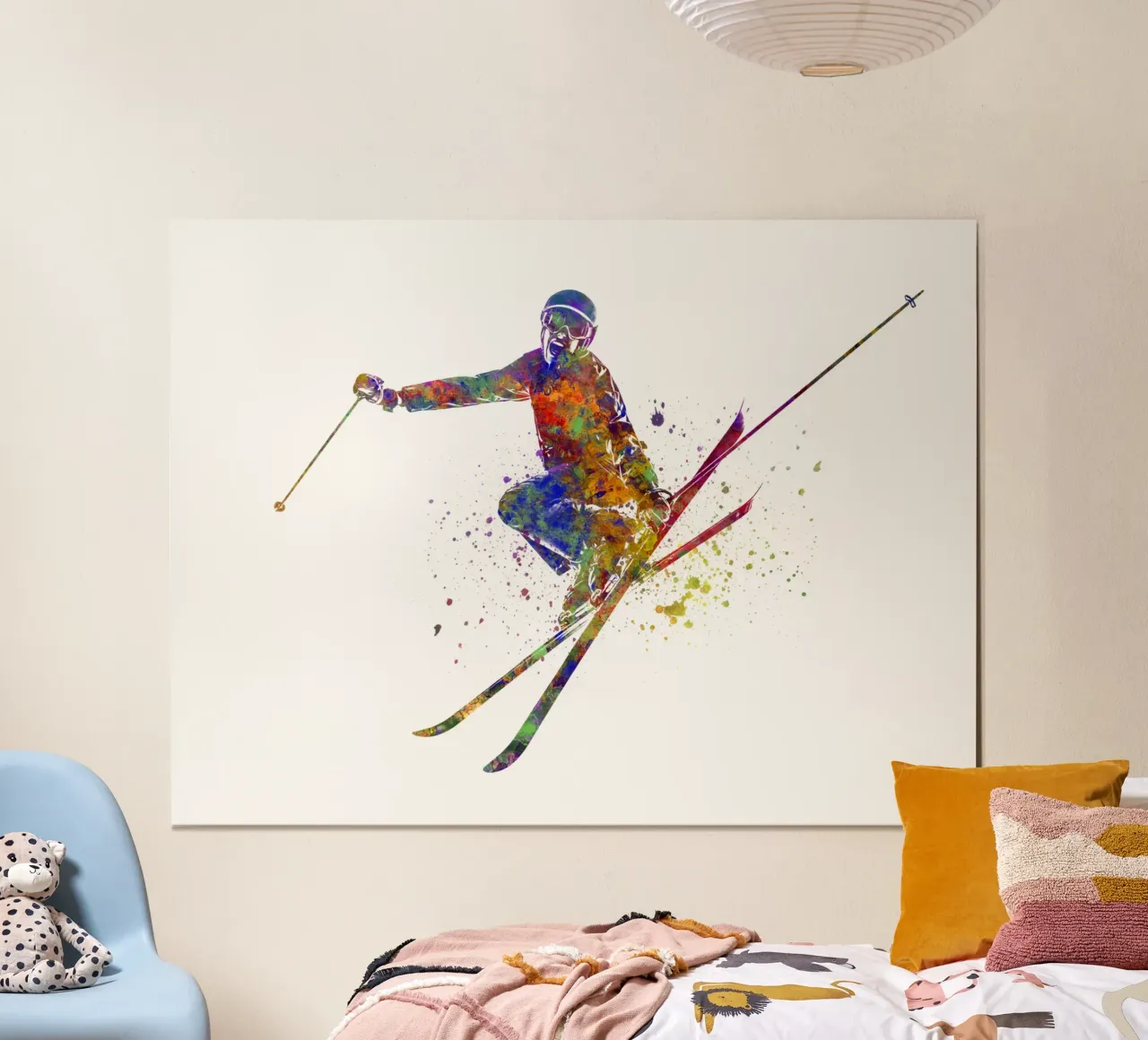 Sciatore in acquerello carta hahnemühle da ⚽ Sports Pulse