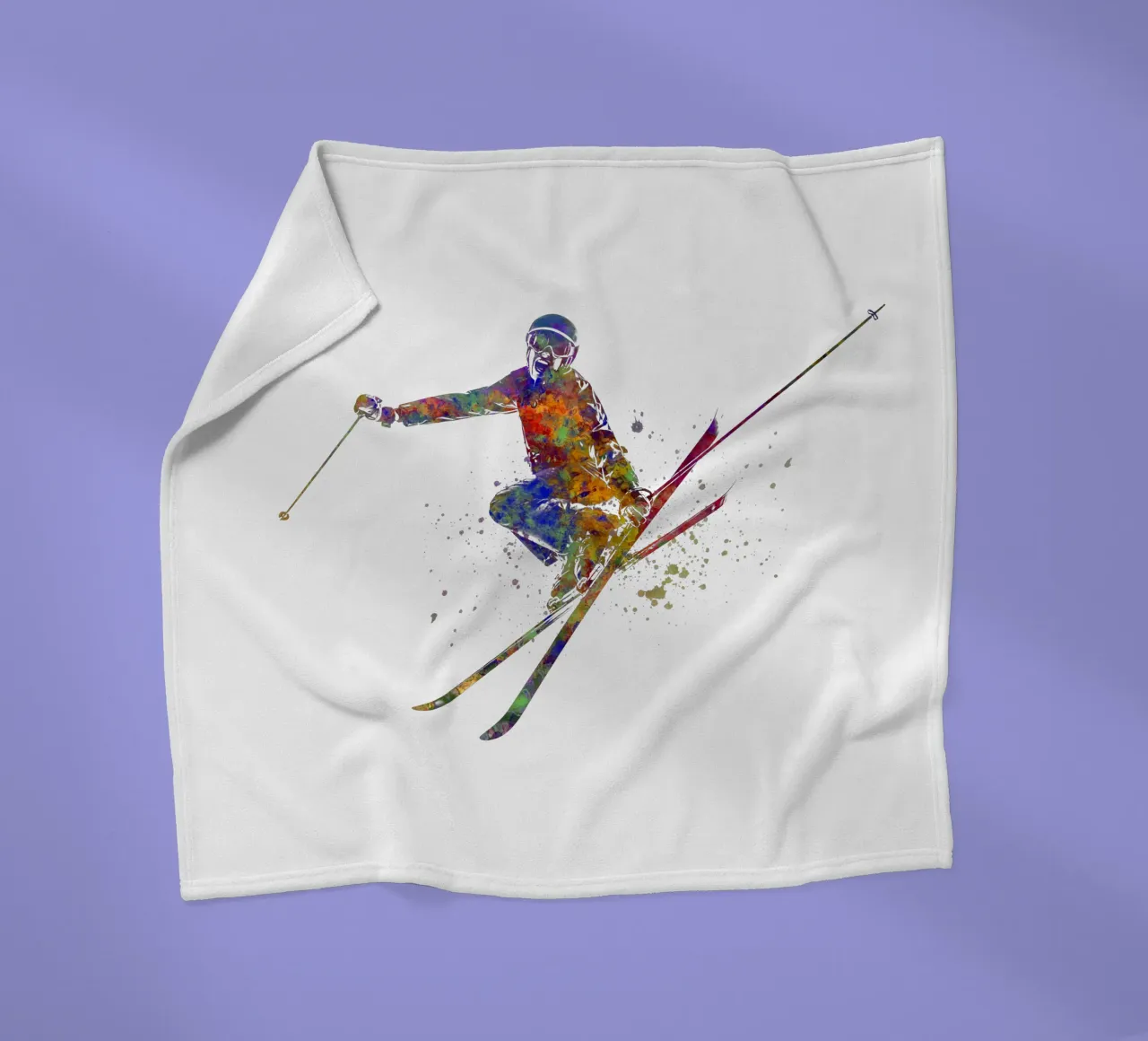 Sciatore in acquerello coperta in pile da ⚽ Sports Pulse
