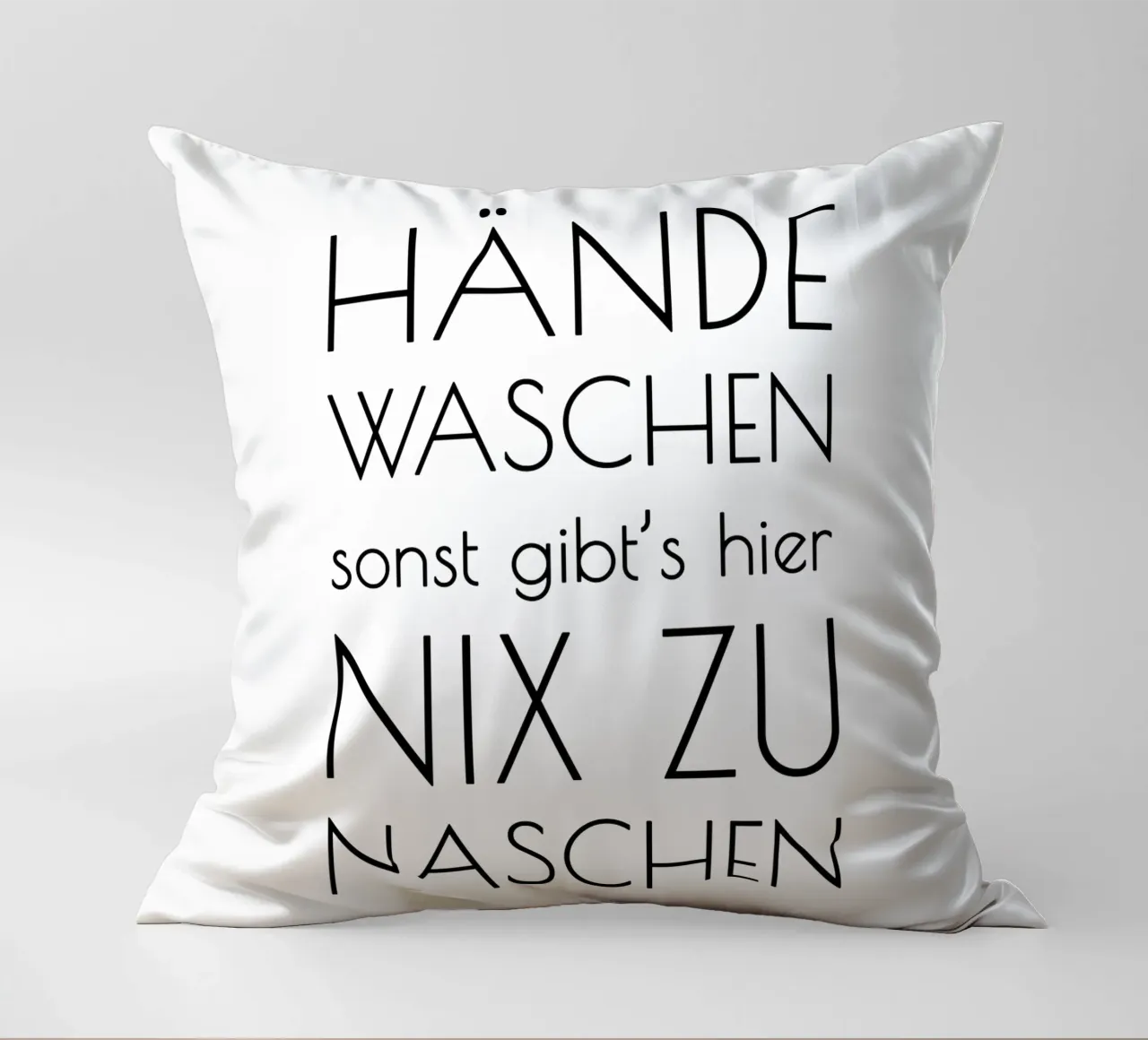 Hände waschen sonst gibt's hier nix zu naschen - minimal cuscino da Typo Designs