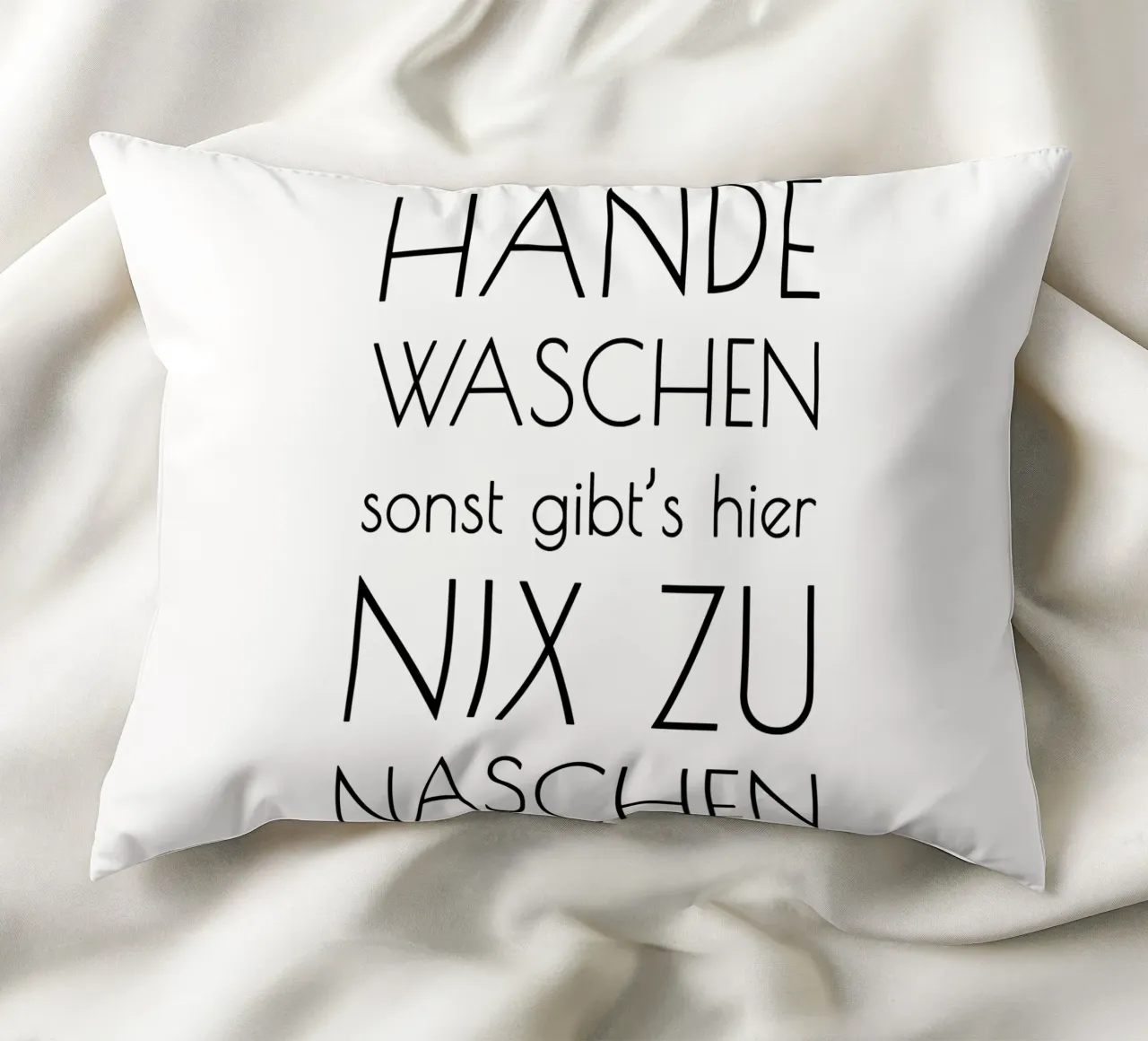 Hände waschen sonst gibt's hier nix zu naschen - minimal cuscino da Typo Designs