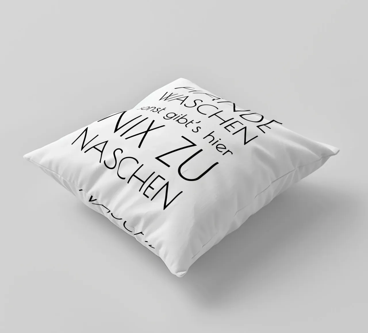 Hände waschen sonst gibt's hier nix zu naschen - minimal cuscino da Typo Designs
