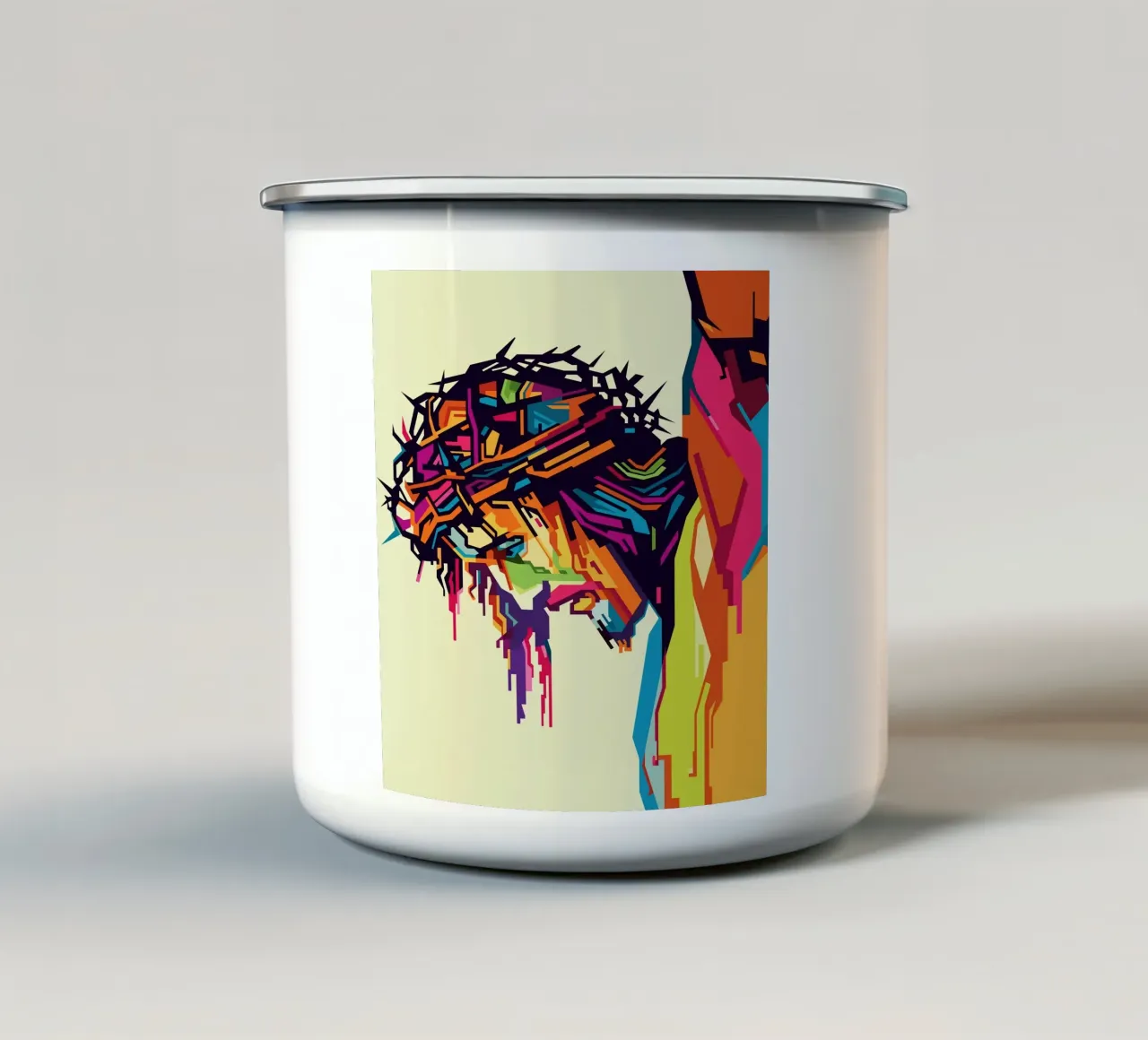 Jesus On The Cross WPAP tazza in smalto da YUDHISGRAFIS