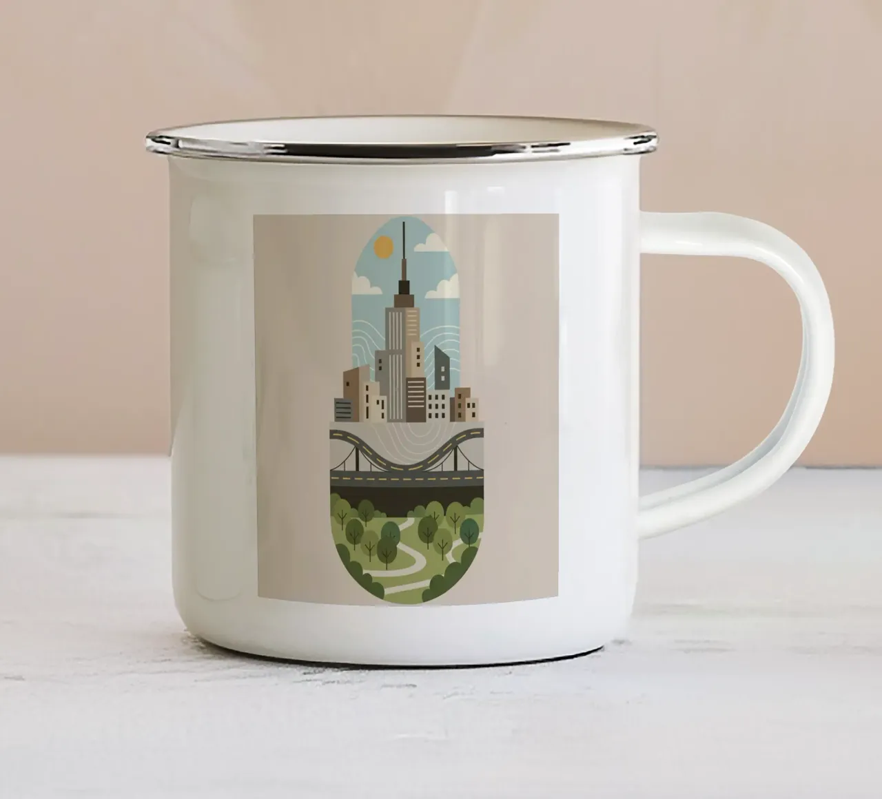 Capsula della città tazza in smalto da Wild Colors Gallery