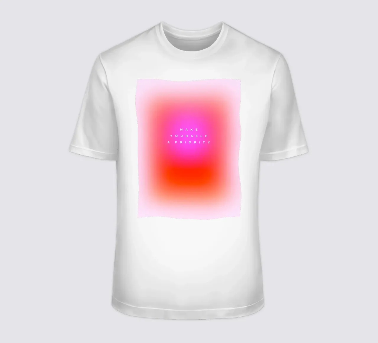 MAKE YOURSELF A PRIORITY - Zelfzorg Aura verloop kunst t-shirt van Dominique Vari Words