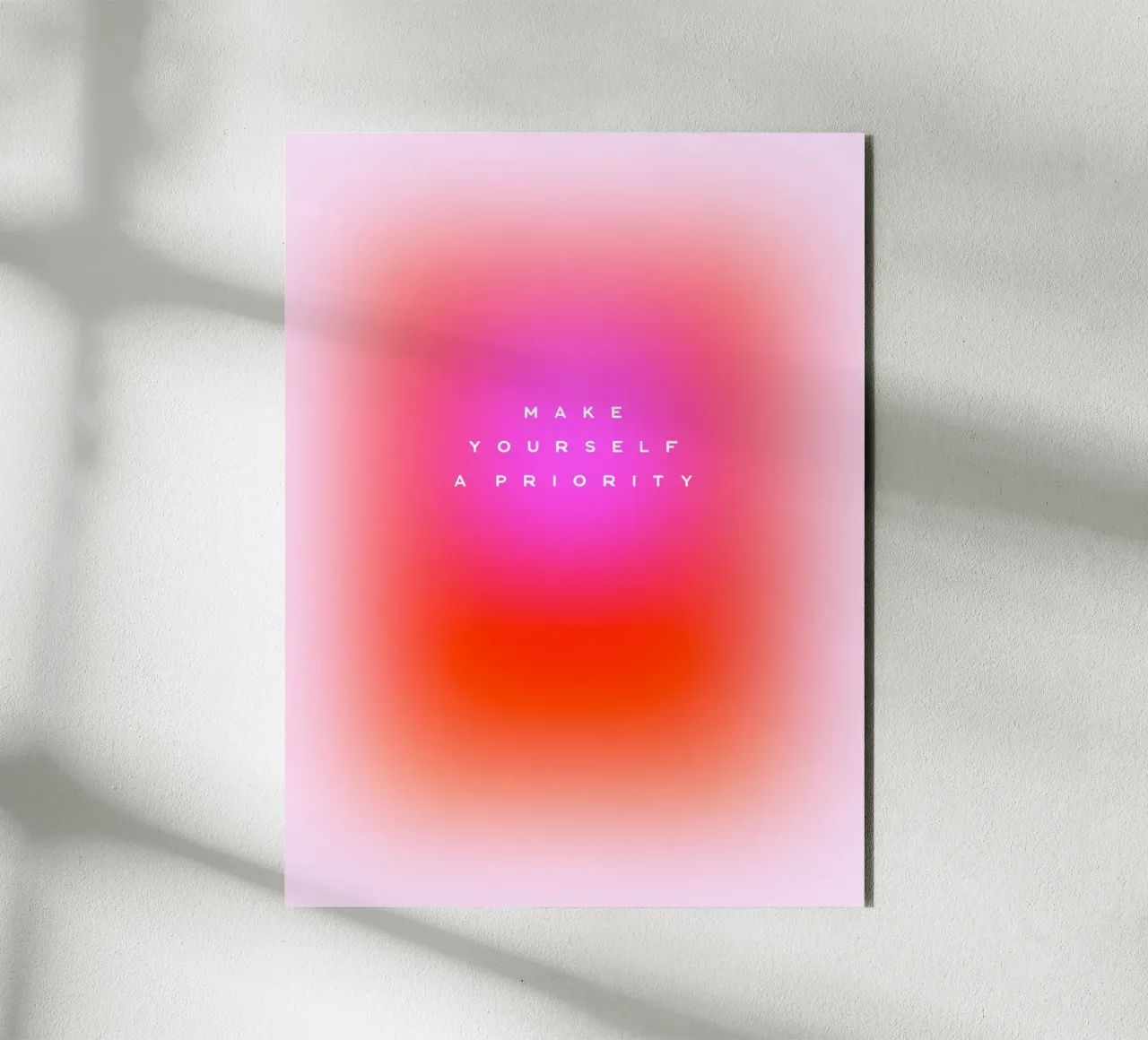 MAKE YOURSELF A PRIORITY - Selbstfürsorge Aura Gradient Art Alu-Dibond von Dominique Vari Words