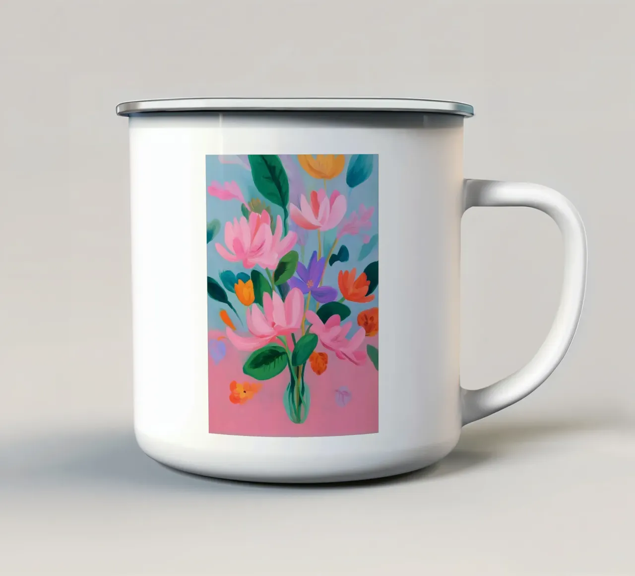 Fantasie floreali delicate tazza in smalto da Carina Pop & Pastell