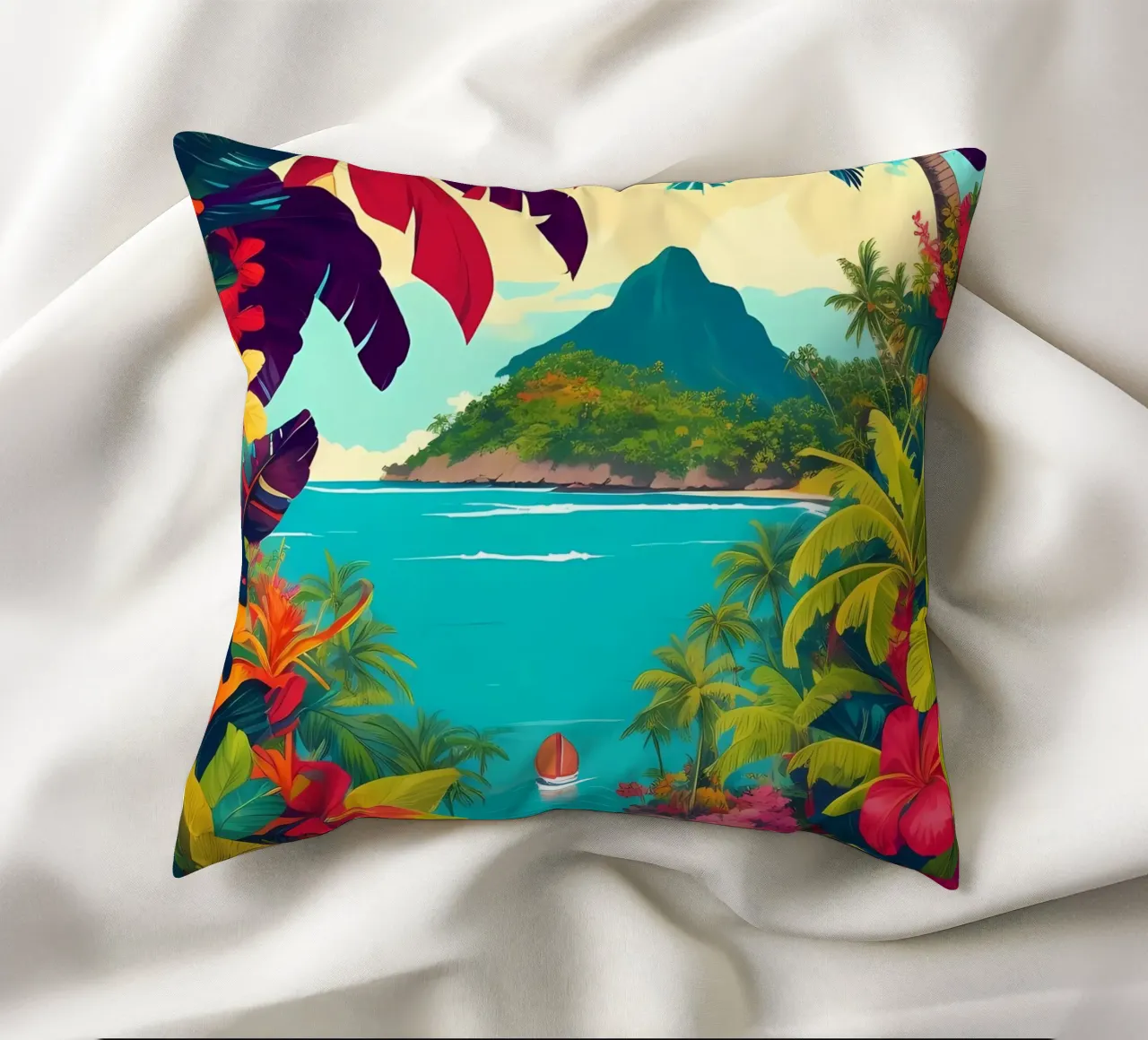 Scena di Moorea cuscino da Charnwood Prints