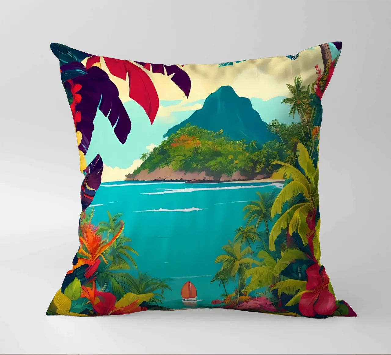 Scena di Moorea cuscino da Charnwood Prints