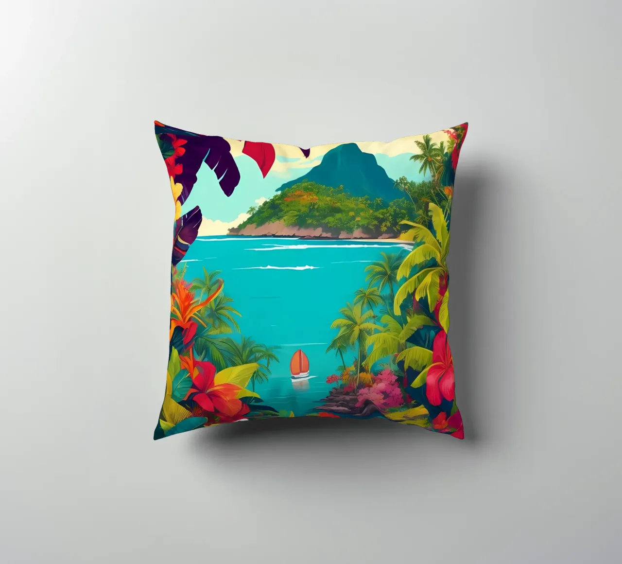 Scena di Moorea cuscino da Charnwood Prints