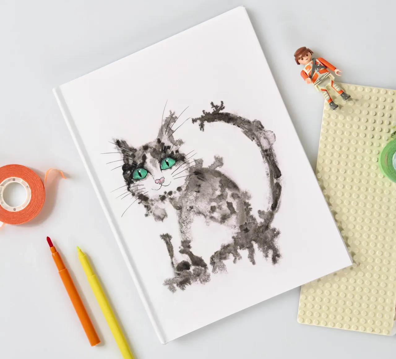 Black wet ink cat notebook by BwiseLizzy