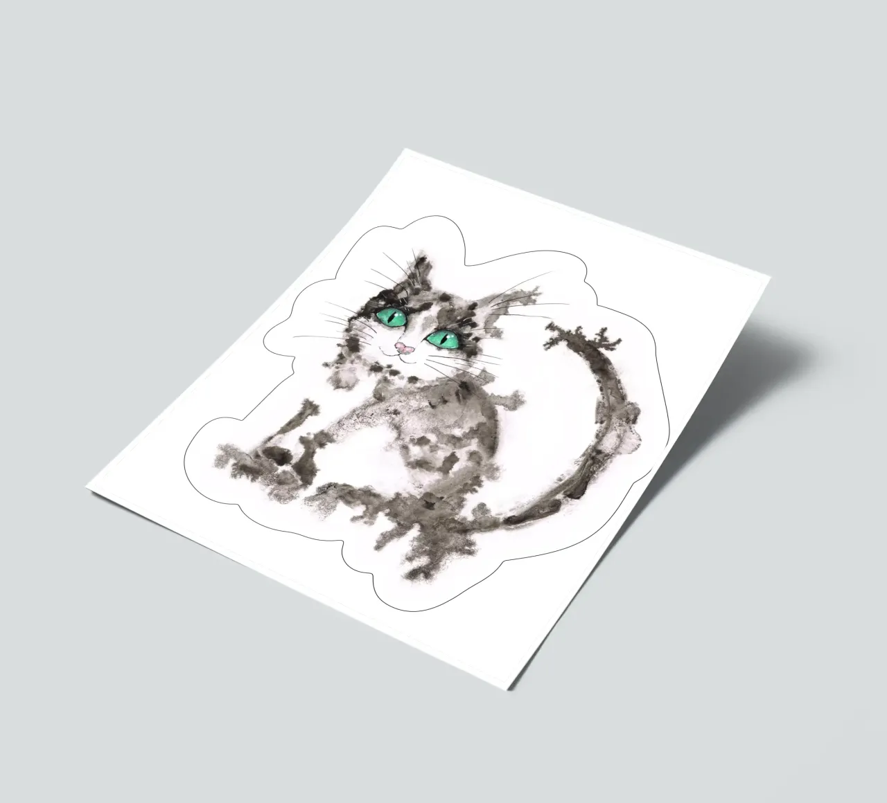 Black wet ink cat sticker sheet by BwiseLizzy